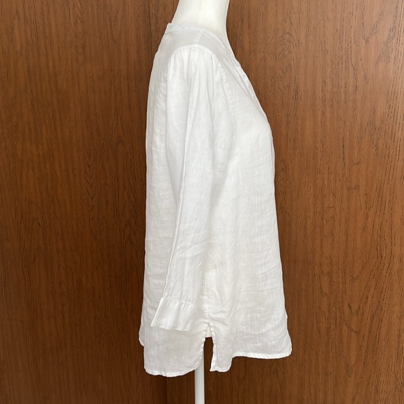 Jones New York White Linen Vneck Tunic Top M - Picture 4 of 13